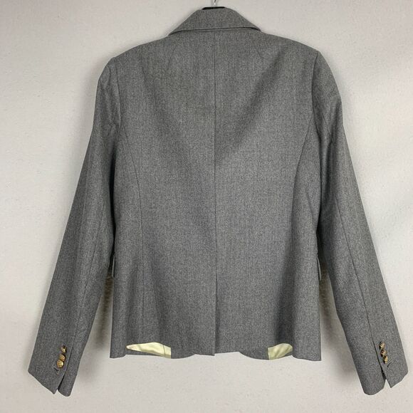 J.Crew 100% Wool Gray Blazer Size 4 Gold Buttons Classiccore Workwear Jacket - Picture 2 of 9